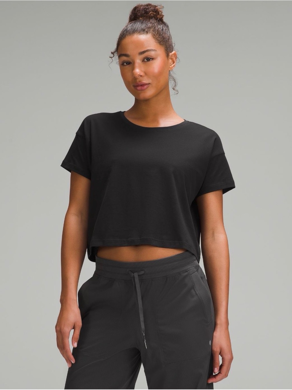 NWT Lululemon Cates Classic Black Cropped Short Sleeve Tee
